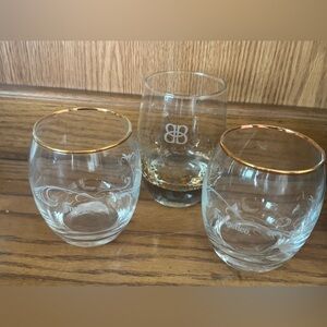 2 Gold Rimmed Glass Set by Frangelico, 1 Bailey’s Glass with gold detail